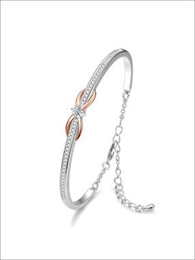 White Gold Plated Infinity Love Bangle Bracelet Cubic Zirconia Adjustable